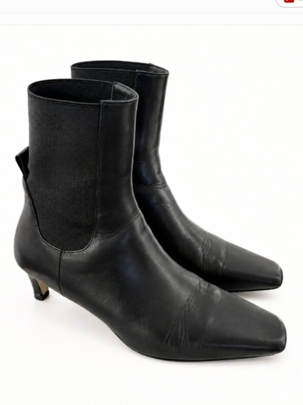 TOTEME The Mid Heel leather Chelsea boots Black Workwear Classic Size 7